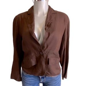 Chocolate Brown Blazer Jacket Unlined Lightweight Layer Business Casual Bohemian